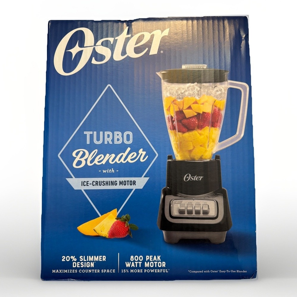 Oster® Turbo Blender, 800-Watt Food Blender, Black, New/Sealed-Ice Crushing Moto
